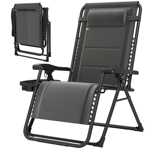 Zero Gravity Chair, Reclining Outdoor Lounger, 400 LBS Capacity, Dark Grey