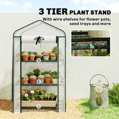 Mini Greenhouse With Screen Roof, 27.6" x 19.7" x 50", White Portable Greenhouses at Gallery Canada