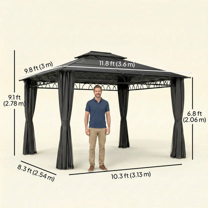 10' x 12' Outdoor Gazebo, Double Roof Hardtop, Polycarbonate Roof, Steel Frame Gazebos at Gallery Canada
