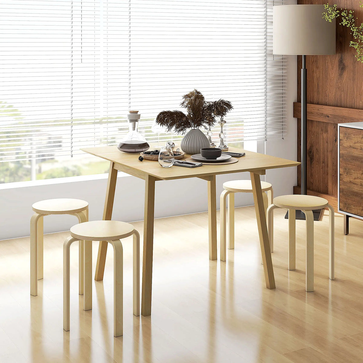Round Stackable Chairs Set of 4, 18-Inch Backless Stacking Stools for Kitchen, Dining Room, Office, Outdoors Bar Stools at Gallery Canada