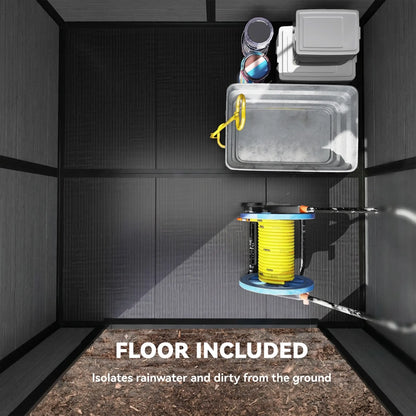 6' x 6' Outdoor Storage Shed, Plastic Garden Shed, Dark Grey, Dark Grey Sheds at Gallery Canada