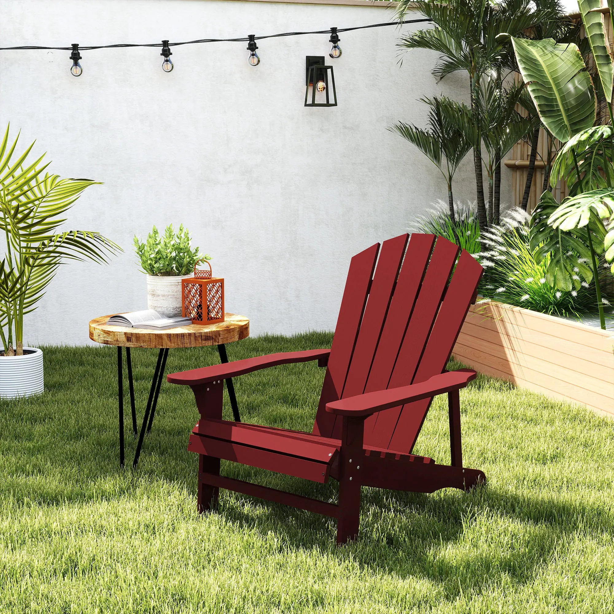 Wood Adirondack Chair, Outdoor Patio, Slatted Design, Red Patio Chairs at Gallery Canada