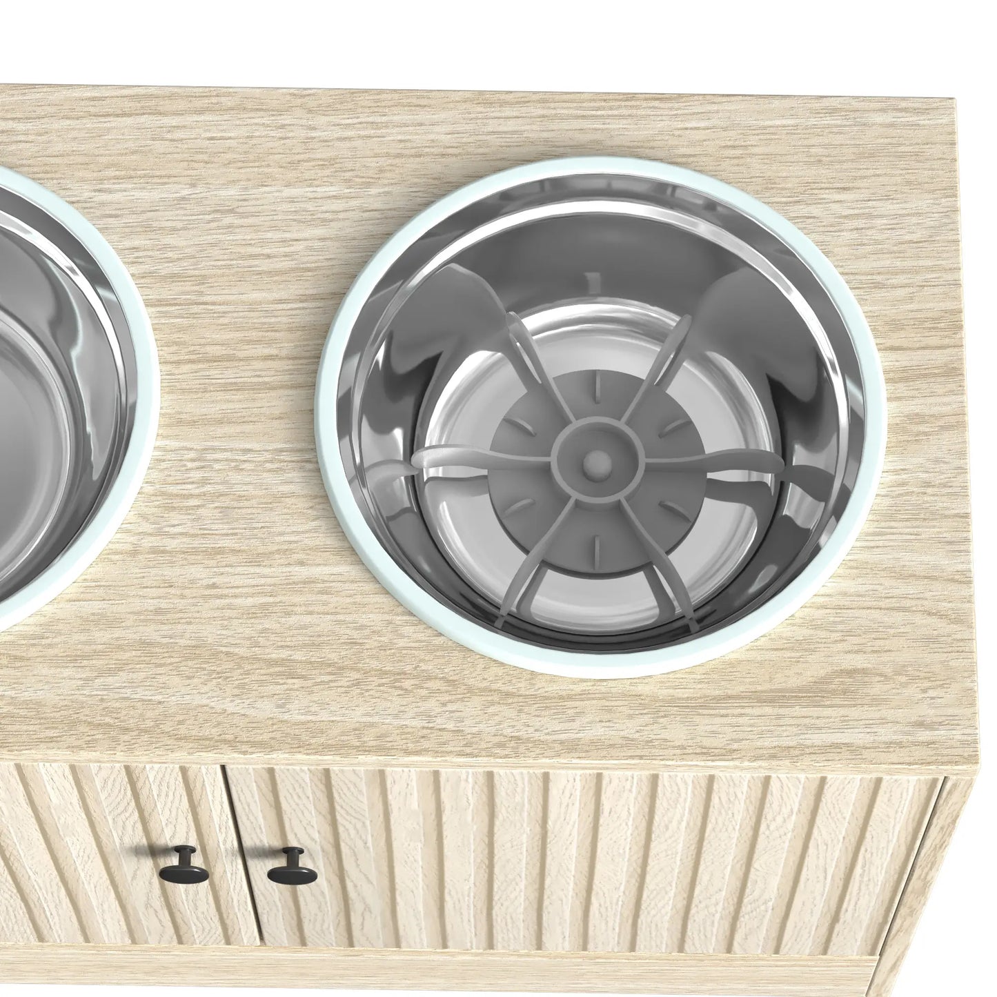 Raised Dog Bowls, Slow Feeder, 2 Stainless Steel Bowls Non-Slip, Oak Dog Bowls at Gallery Canada
