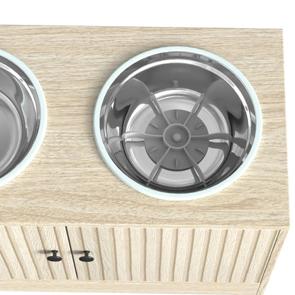 Raised Dog Bowls, Slow Feeder, 2 Stainless Steel Bowls Non-Slip, Oak Dog Bowls at Gallery Canada