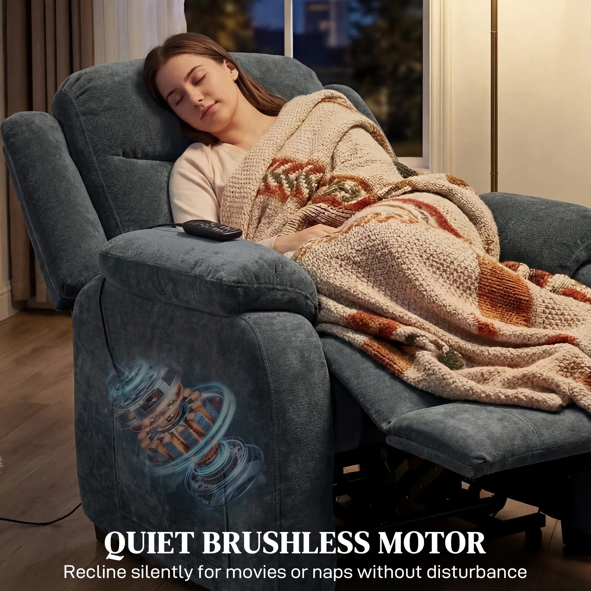Power Recliner Chair, Quiet Brushless Motor, Remote, Dark Grey Single Sofas at Gallery Canada