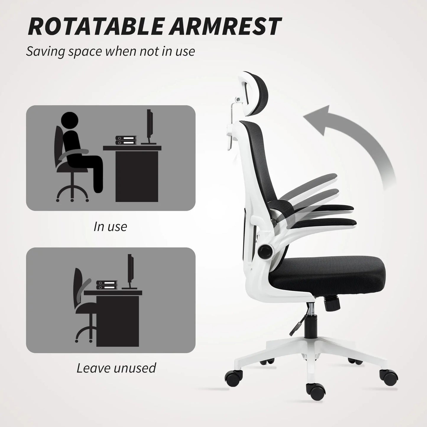 Mesh Office Chair, High Back with Headrest, Lumbar Support, Adjustable Height, Black Executive & Manager Chairs at Gallery Canada