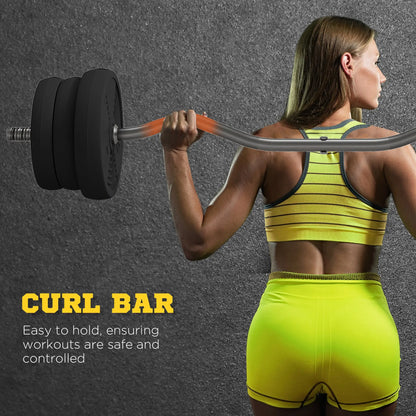 50LBS Barbell Weight Set, Adjustable with Curl Bar, Home Gym Dumbbells & Barbells at Gallery Canada