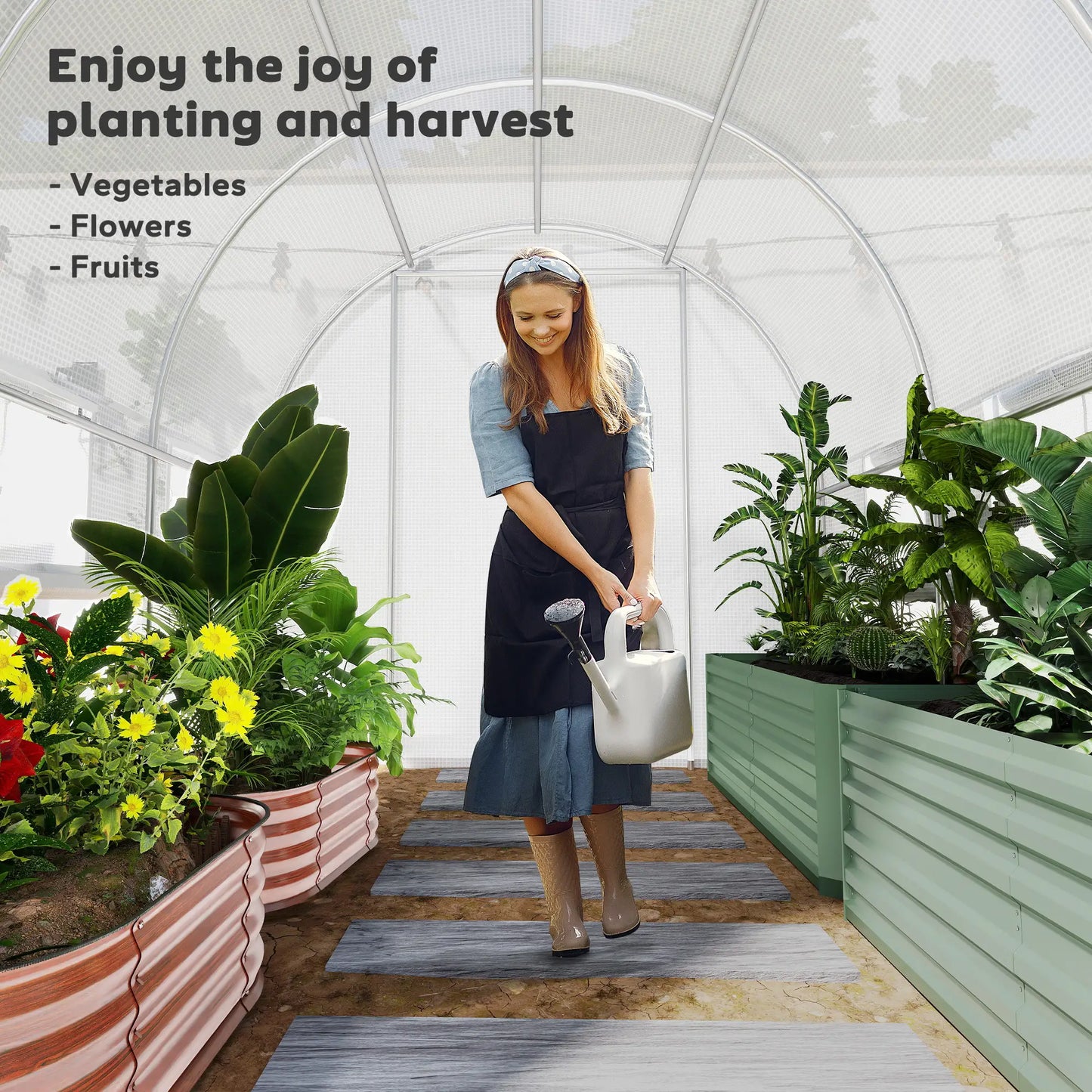 10' x 6.6' x 6.6' Walk-In Greenhouse, PE Cover, Zipper Doors, Mesh Windows, White Tunnel Greenhouses at Gallery Canada