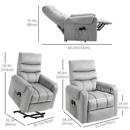 Lift Chair, Massage Recliner with 8 Vibration Points, Footrest, Remote, Grey Electric Power Lift Chairs at Gallery Canada