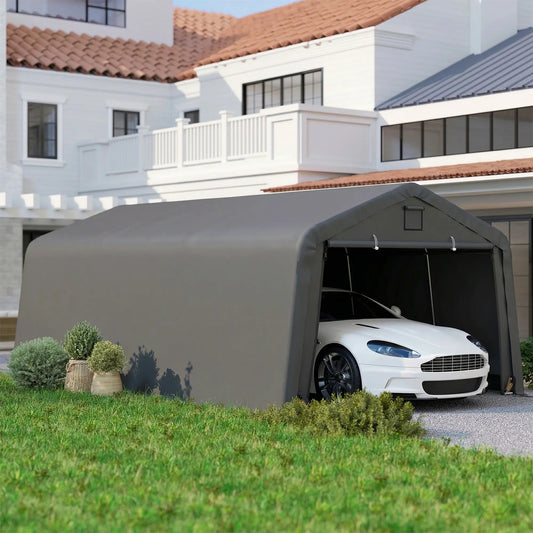 12' x 20' Portable Garage, Heavy Duty Carport, Dark Grey Car Shelters Dark Grey at Gallery Canada