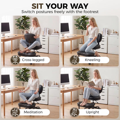 Ergonomic Cross Legged Office Chair, Swivel Meditation Desk Chair, Black Task Chairs at Gallery Canada