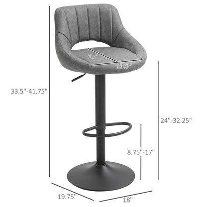 Swivel Counter Height Barstools Set of 2, Adjustable Height, Faux Leather, Grey Bar Stools at Gallery Canada