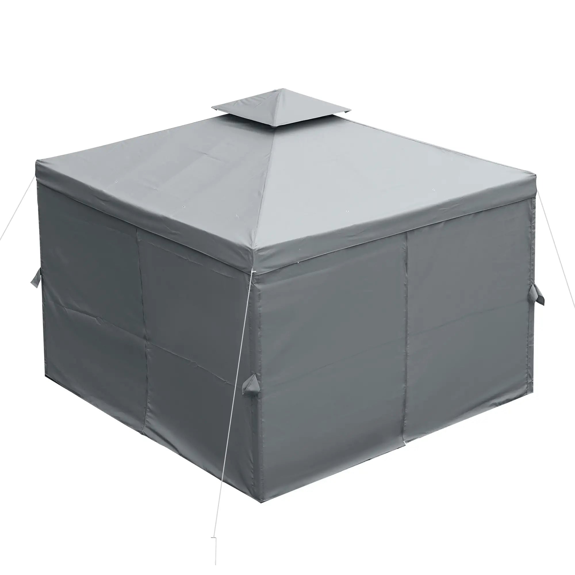 10' x 10' Patio Gazebo, Canopy Shelter with Double-Tier Roof, Dark Grey Gazebos at Gallery Canada