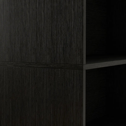 5-Tier Bookshelf With LED Lights, Cable Holes, Black Wood Grain Display Bookshelves at Gallery Canada
