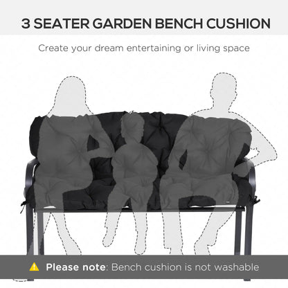 Garden Bench Cushion 3-Seater, Non-Slip, 59.1" x 38.6", Black Patio Chair Cushions at Gallery Canada