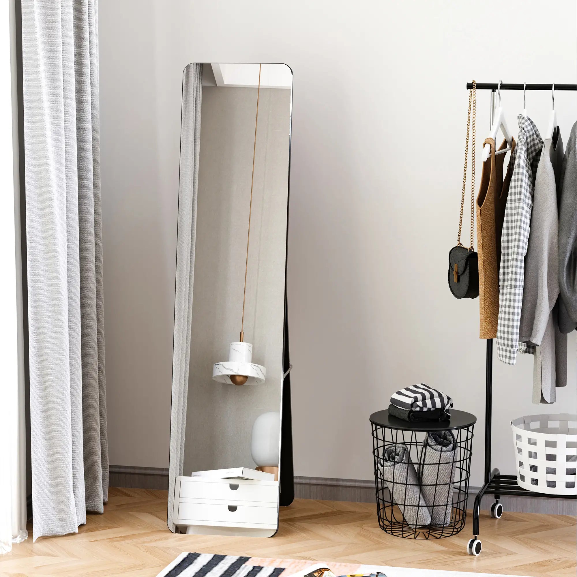 Full Length Mirror, Free Standing, Wood Frame, 15