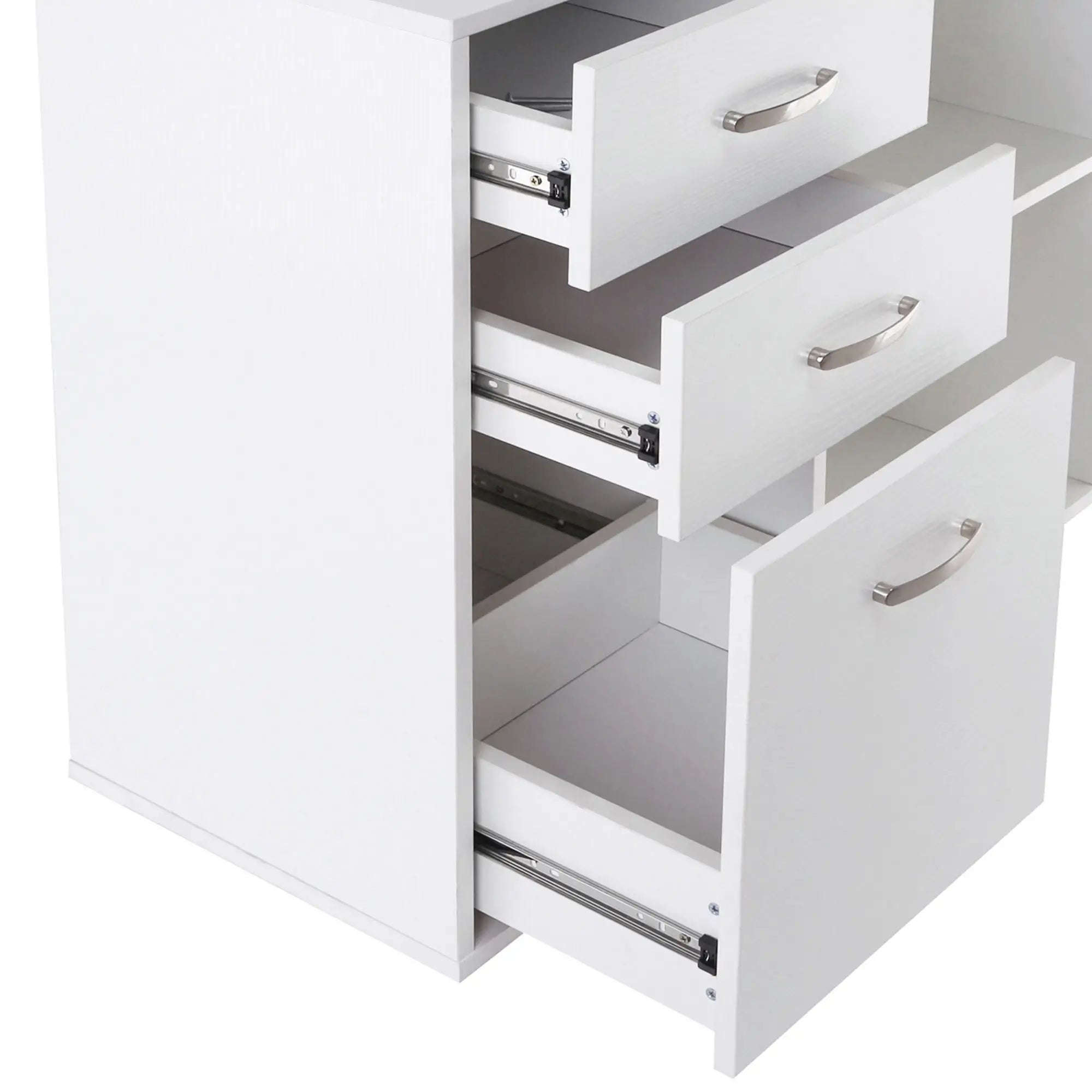 L-Shaped Corner Desk With Storage Shelf, Drawer, White Computer Desks at Gallery Canada