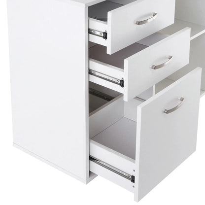 L-Shaped Corner Desk With Storage Shelf, Drawer, White Computer Desks at Gallery Canada