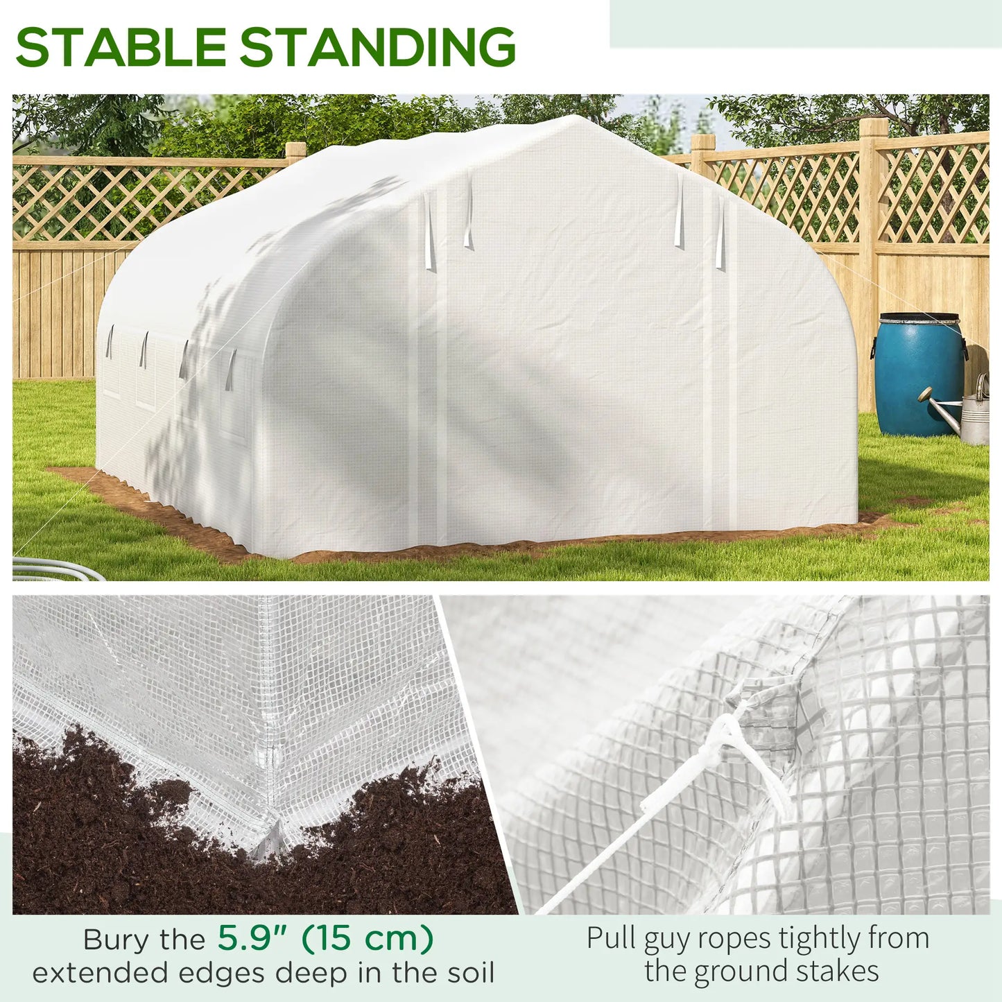 13 x 9.8ft Walk-in Greenhouse, Zipped Sidewalls, Mesh Door, White Tunnel Greenhouses at Gallery Canada