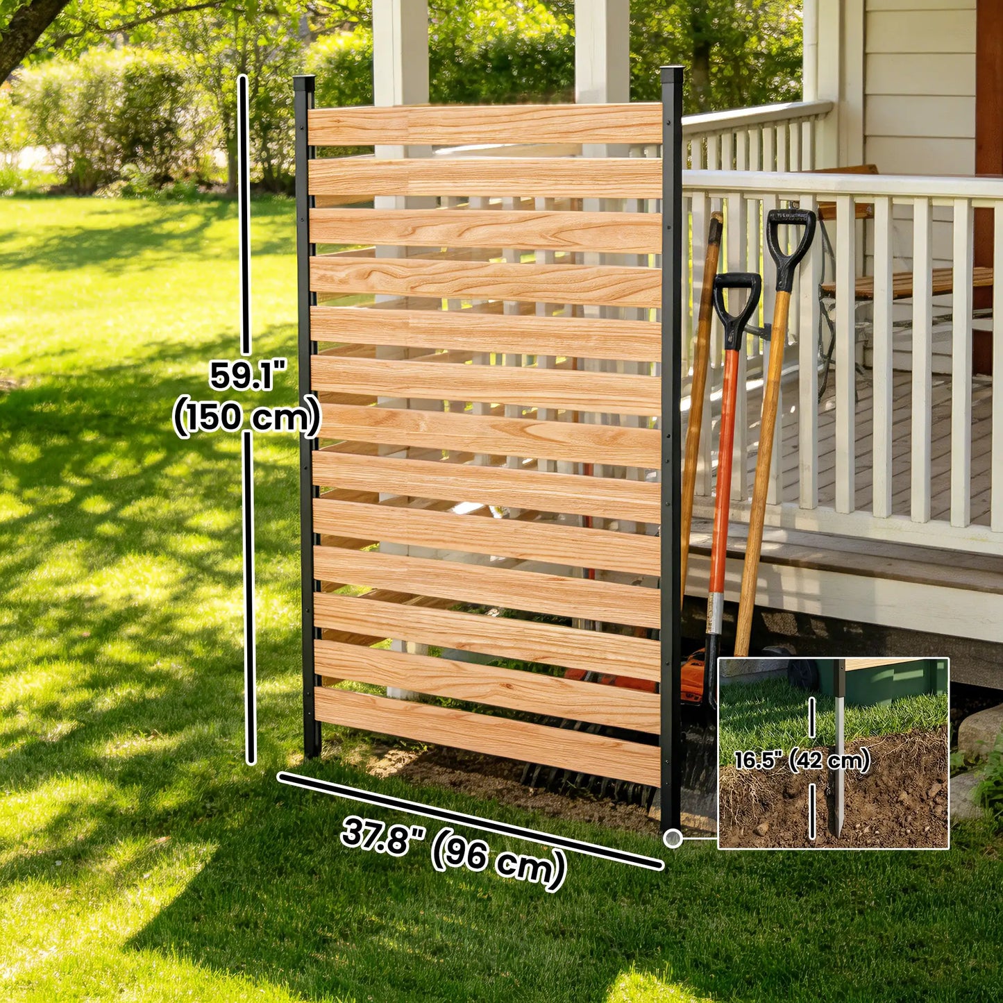 38" x 76" Privacy Screen Panel, Fir Wood Planks, Aluminum Posts, Hide Trash Cans Side Awnings at Gallery Canada