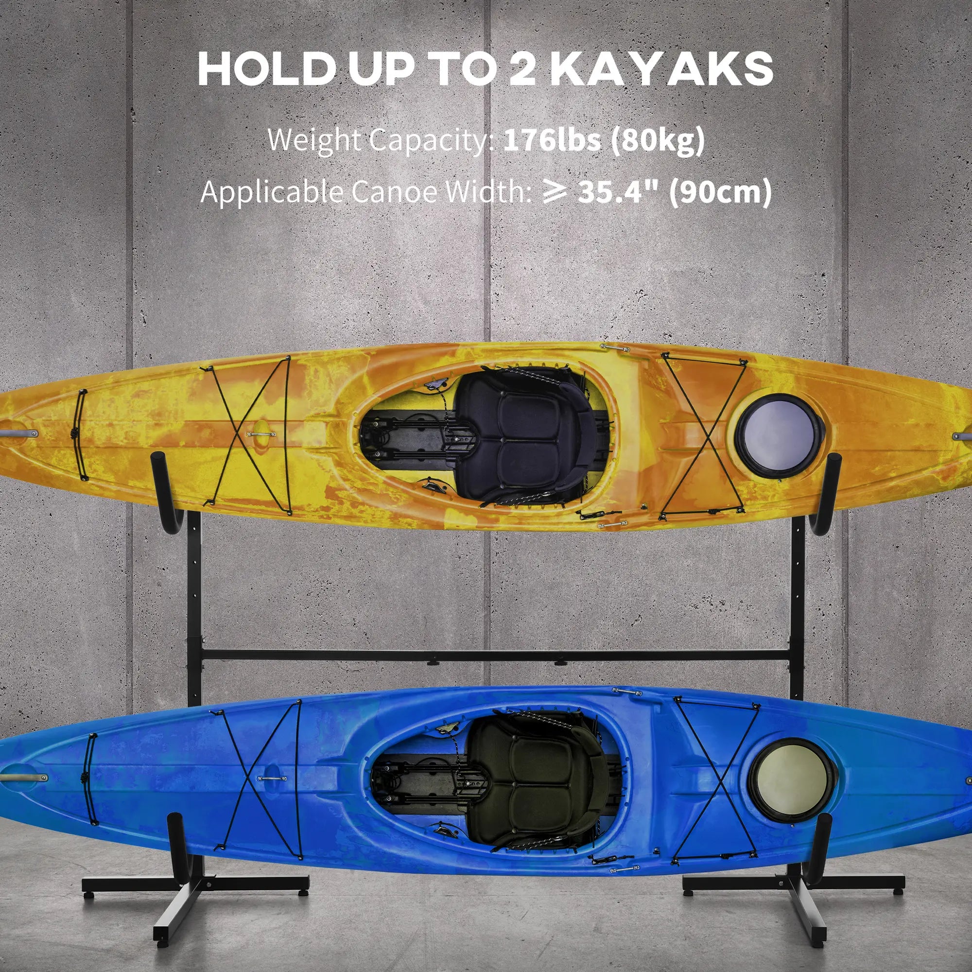 Freestanding Kayak Storage Rack Dual Kayak SUP Canoe Adjustable Kayak Carts at Gallery Canada