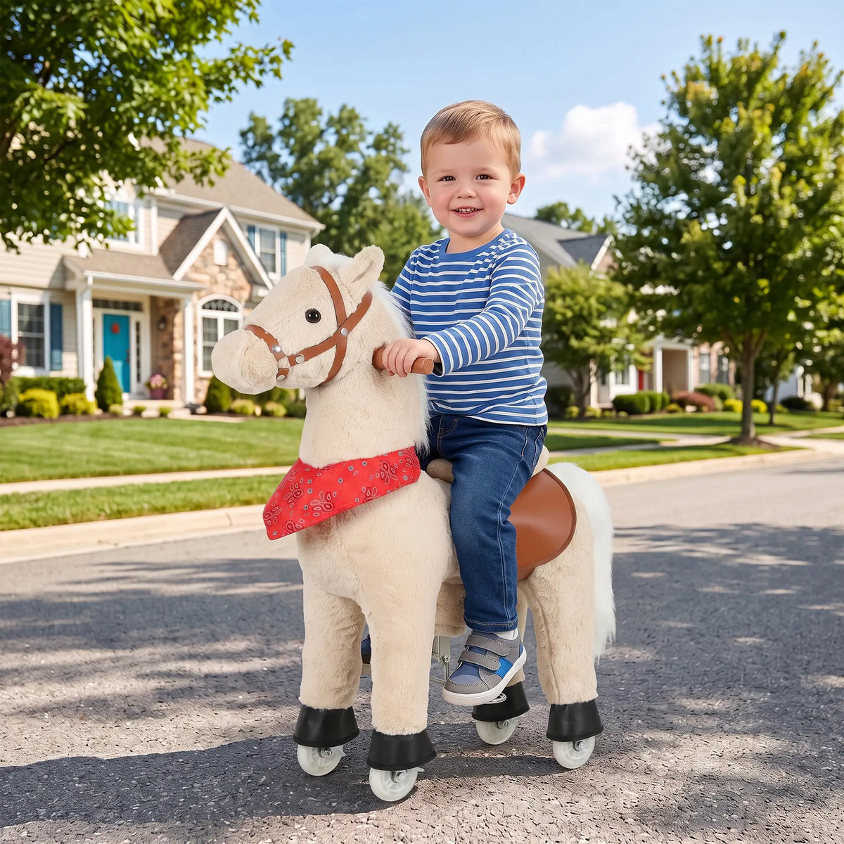 Kids Ride On Horse Toy, Plush Pony, Light Brown Rocking Horses at Gallery Canada
