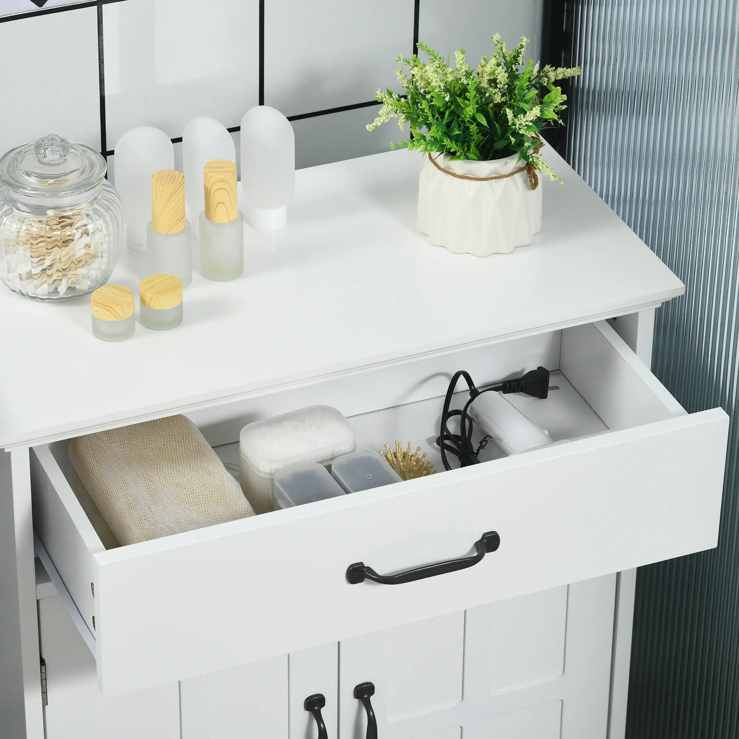 Bathroom Cabinet, 2 Doors, Adjustable Shelves, 23.6"x11.8"x29.5", White Bathroom Cabinets at Gallery Canada