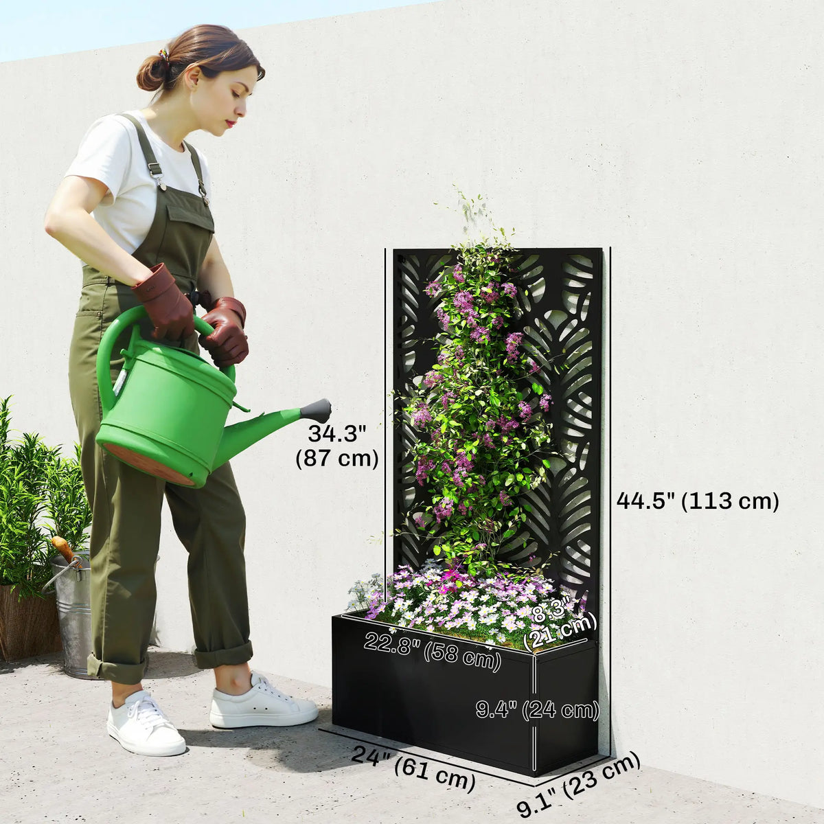 Metal Garden Bed With Trellis, Freestanding Or Wall Mounted Galvanized Planter Boxes at Gallery Canada