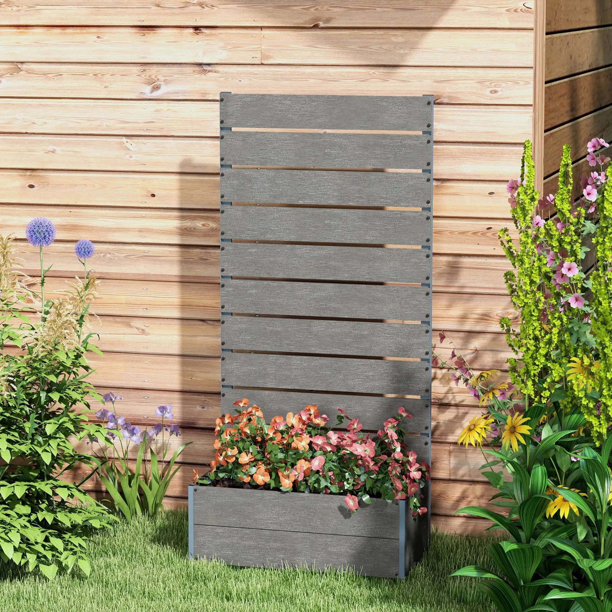 Raised Garden Bed With Trellis, Elevated Planter Box, 28