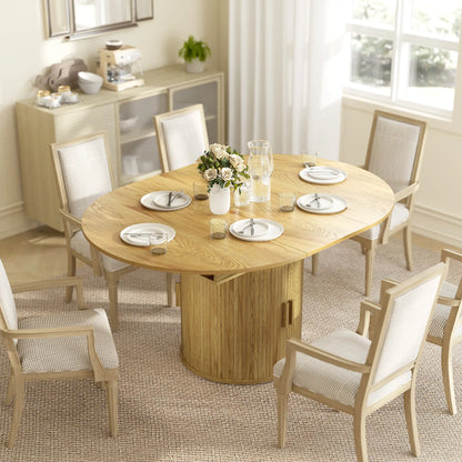 Extendable Dining Table For 6, 60", Natural, Farmhouse Kitchen Table With Storage, Natural Dining Tables at Gallery Canada