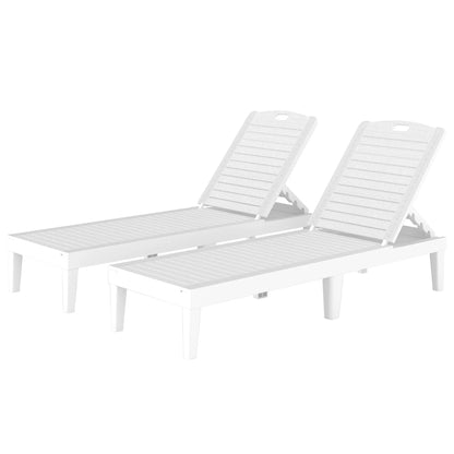 Waterproof Resin Lounge Chairs, Set of 2, 4-Position Adjustable Backrest, White Lounger Chairs White at Gallery Canada