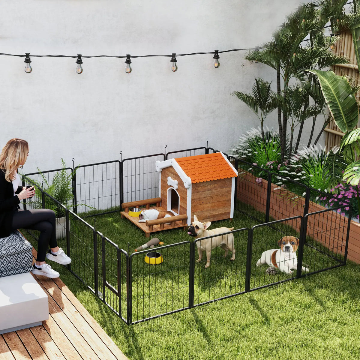 16 Panel Dog Playpen, Portable DIY, 24" Height, For Small Dogs Houses, Kennels & Pens at Gallery Canada