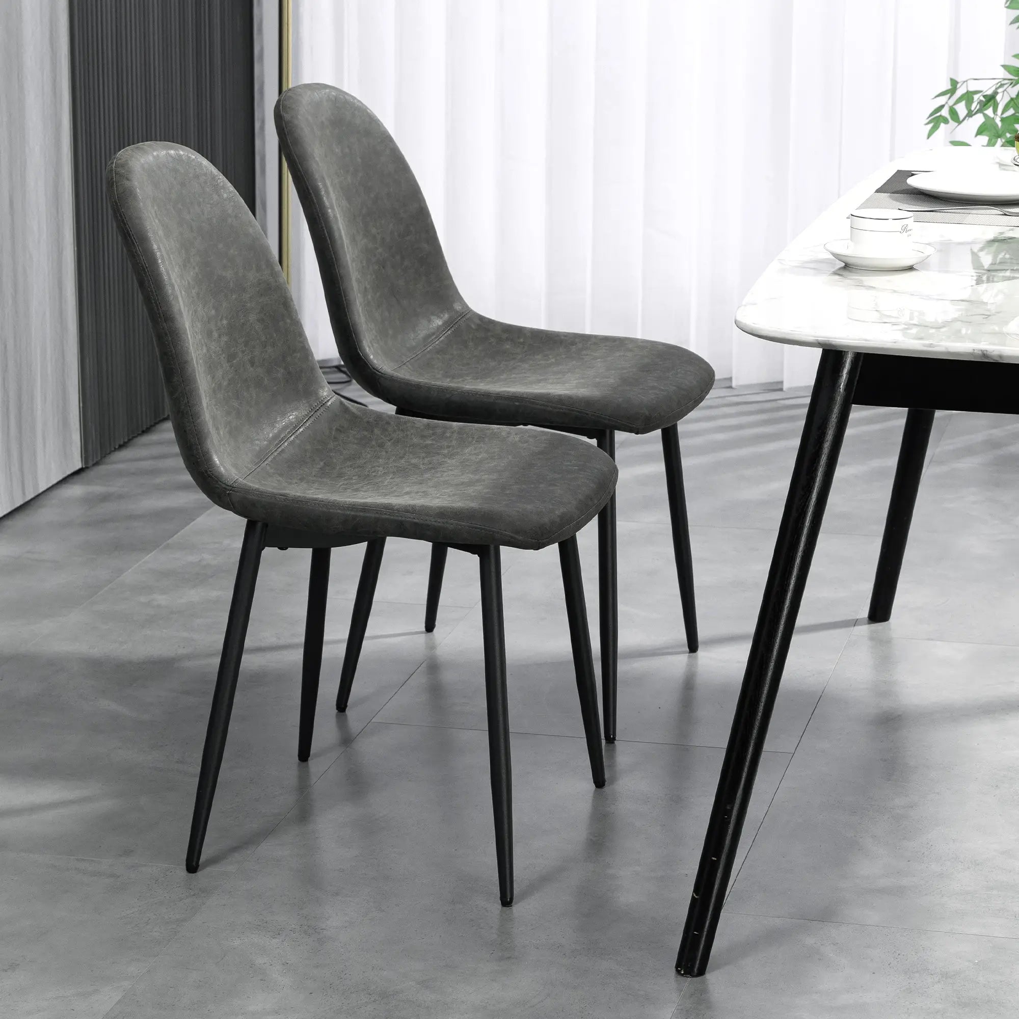 Retro Dining Table Chairs Set of 4, PU Leather Upholstered Bar Stools at Gallery Canada