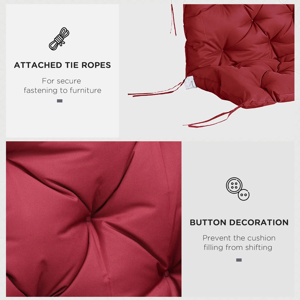 3 Seater Outdoor Swing Cushions With Backrest, Wine Red Patio Chair Cushions at Gallery Canada