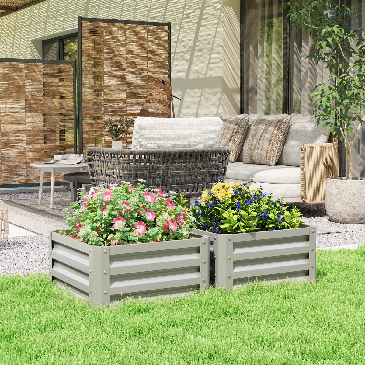2' x 2' x 1' Raised Garden Bed, Galvanised Steel Frame, Light Grey Raised Garden Beds at Gallery Canada