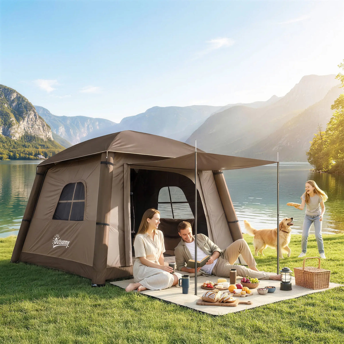 Inflatable Camping Tent, 1-2 Person, Khaki and Brown Camping Tents at Gallery Canada