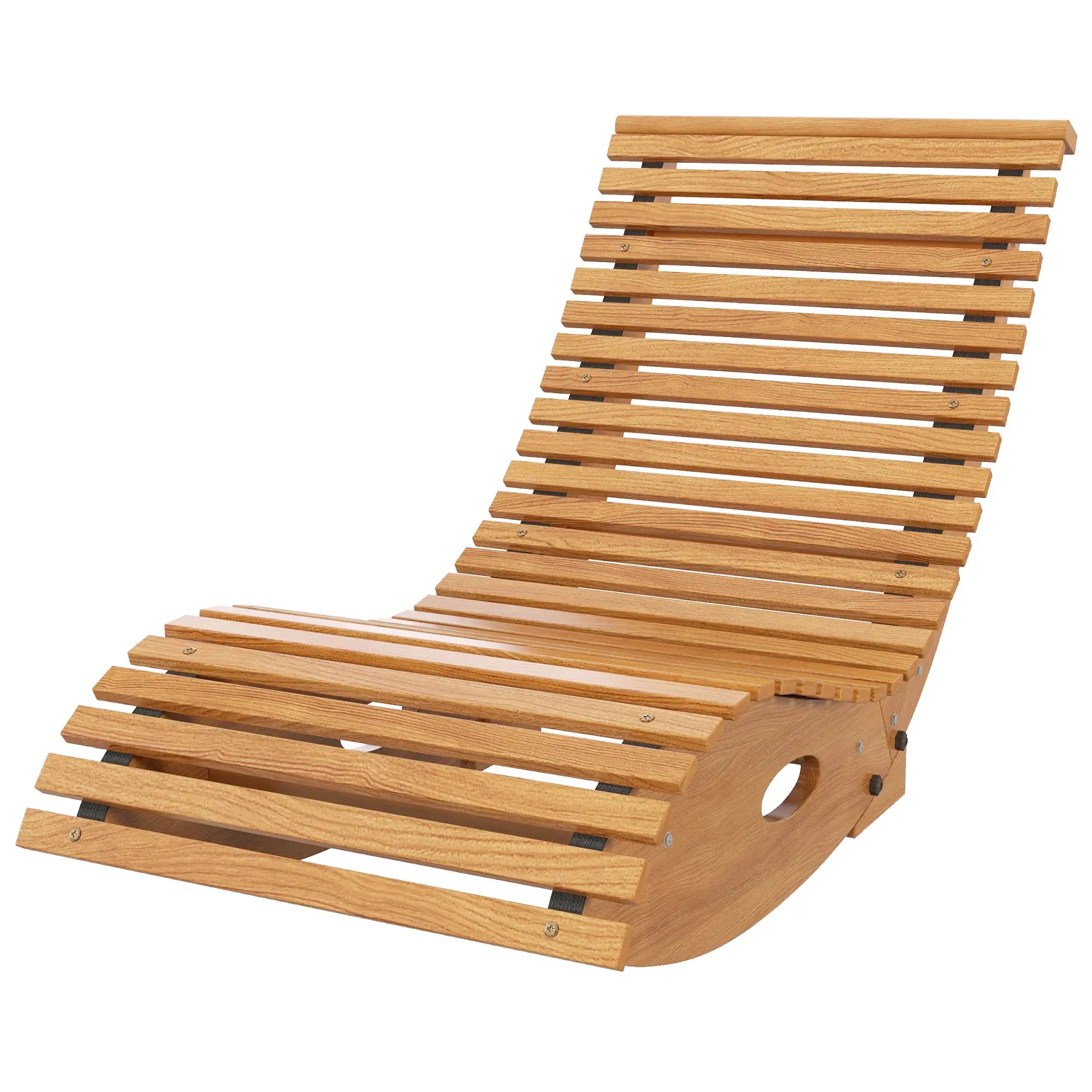 Outdoor Rocking Chair, Wooden Slatted Seat, 51.2