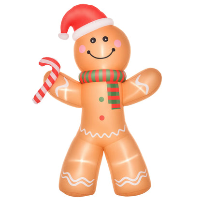8ft Inflatable Gingerbread Man with Candy Cane, LED Lights Yard Decoration Christmas Inflatables at Gallery Canada