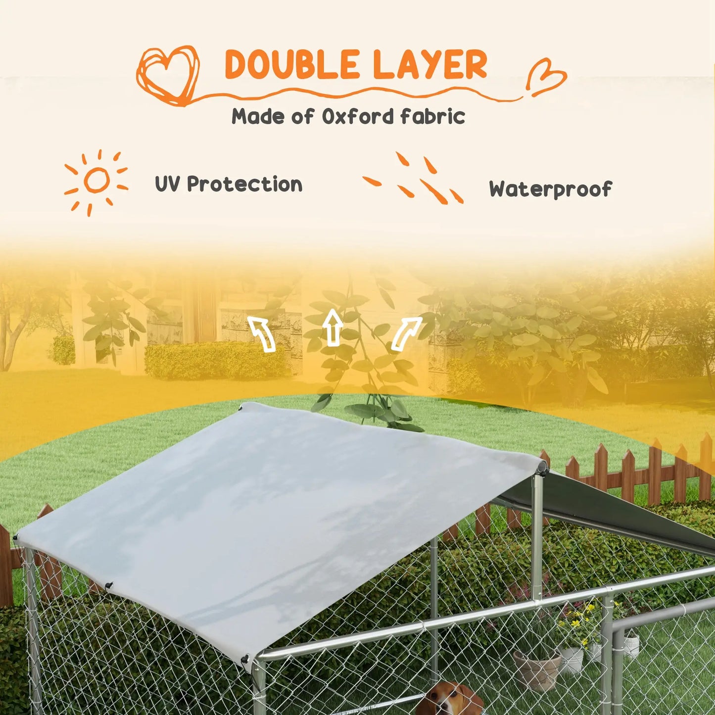 6.6' x 6.6' x 4.9' Outdoor Dog Kennel, Heavy Duty Galvanized Steel, UV-Resistant Roof, Silver Houses, Kennels & Pens at Gallery Canada