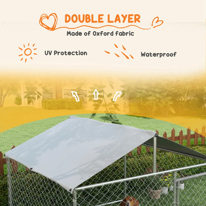 6.6' x 6.6' x 4.9' Outdoor Dog Kennel, Heavy Duty Galvanized Steel, UV-Resistant Roof, Silver Houses, Kennels & Pens at Gallery Canada
