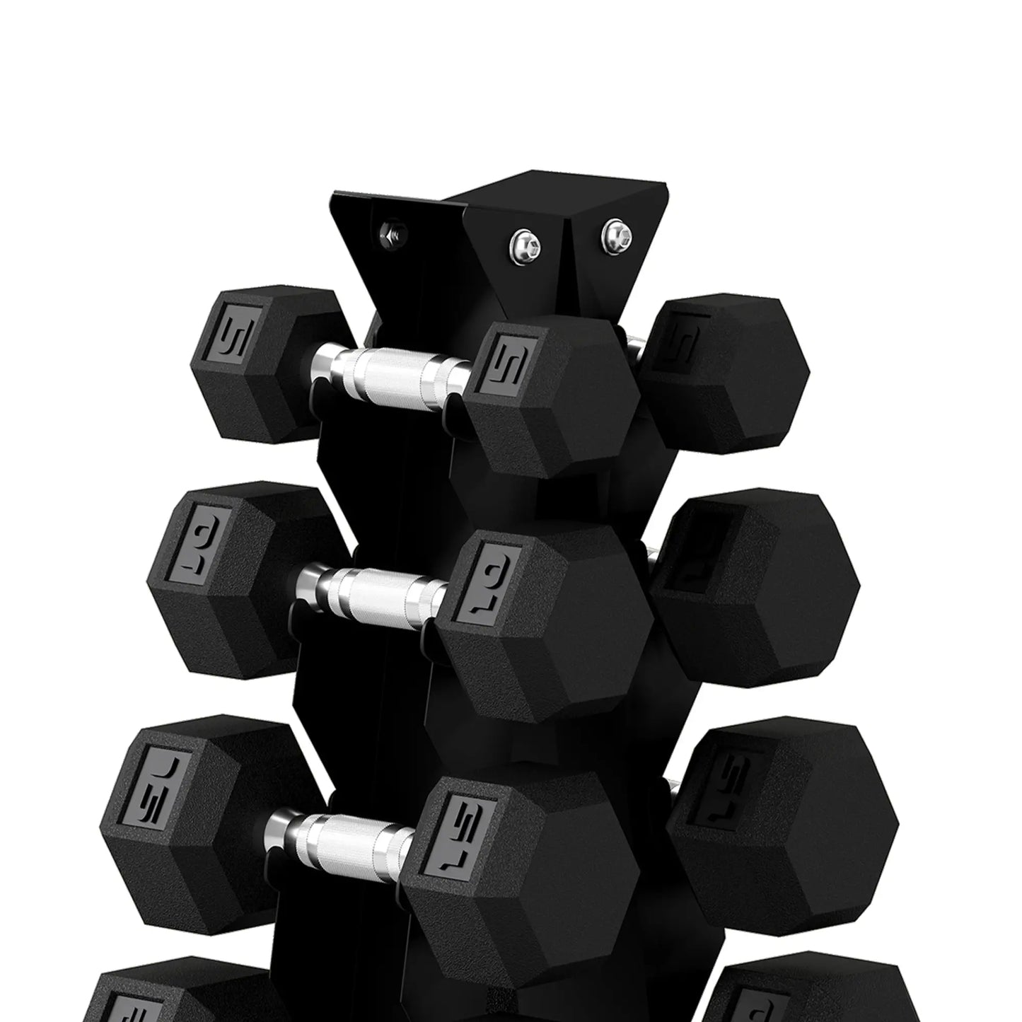 Hex Dumbbell Set with Rack, 150lbs Rubber-Coated, Non-Slip Handles, Rubber-Coated Dumbbells & Barbells at Gallery Canada