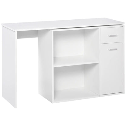 180° Rotating Corner Desk, Storage Shelf Cabinet, White Writing Desks at Gallery Canada
