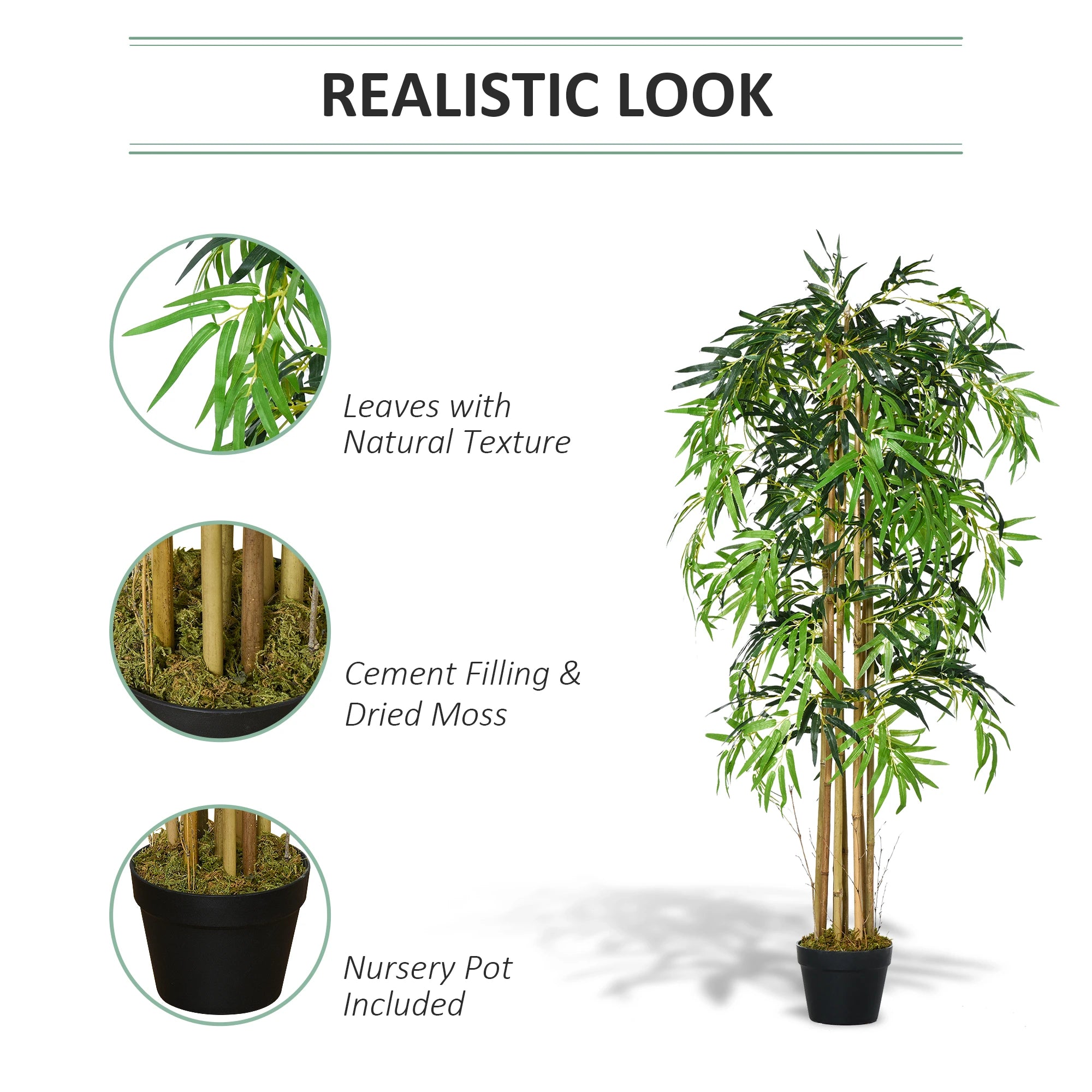 5FT Artificial Bamboo Tree, 1095 Leaves, Nursery Pot, Indoor, Green Artificial Trees at Gallery Canada