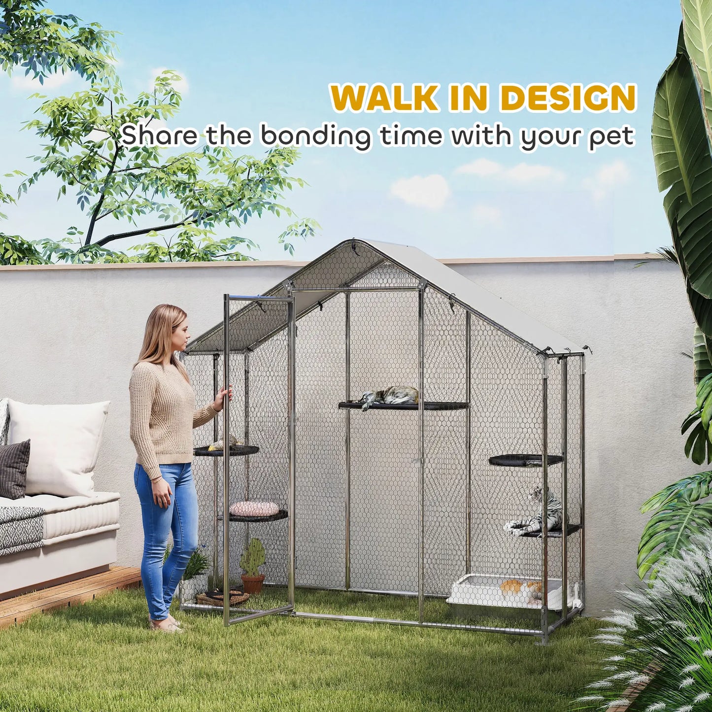 Large Cat Enclosure, Waterproof Cover, 5 Platforms, Hammock Outdoor Cat Enclosures at Gallery Canada