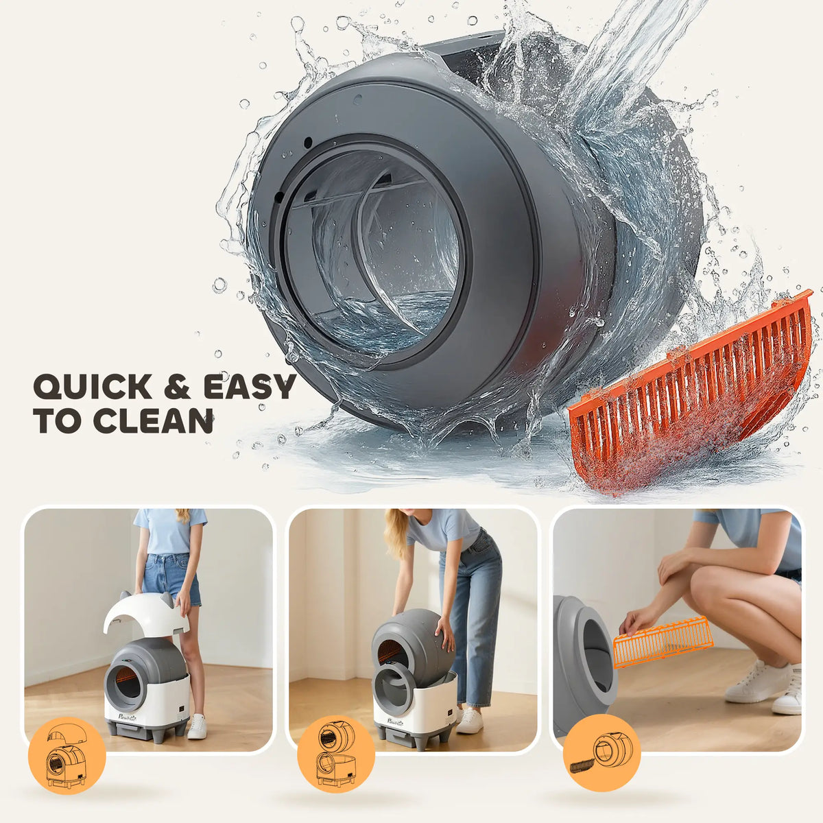 Automatic Cat Litter Box, App Control, Odor Isolation, Safety Protection Cat Litter Box Enclosures at Gallery Canada