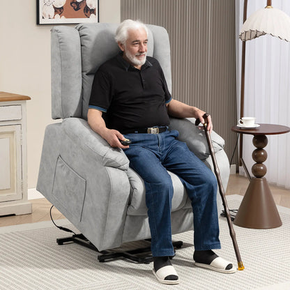 Electric Recliner Chair, Microfibre Upholstered, Remote Included, Light Grey Sofas & Reclining Chairs at Gallery Canada