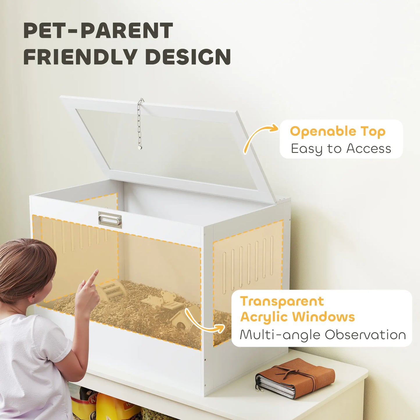 31.5"L Hamster Cage, Openable Top, Hut, Seesaw, Ladder, White Hamster Cages at Gallery Canada