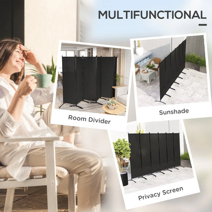 6 Panel Folding Room Divider, UV30+ Privacy Screen, Black Side Awnings at Gallery Canada