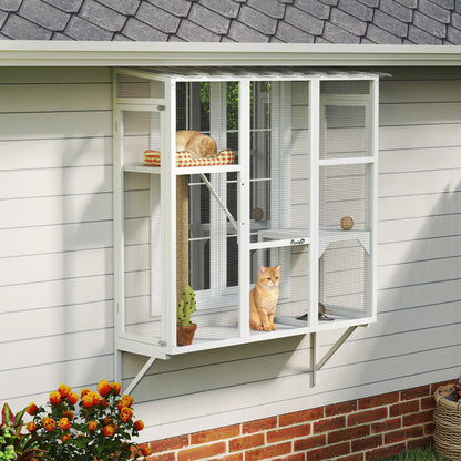 Wooden Catio Outdoor, Cat Window Box Enclosure, White Outdoor Cat Enclosures at Gallery Canada