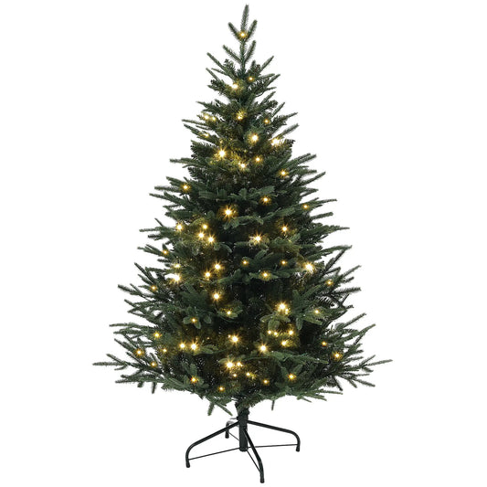 5ft Prelit Artificial Christmas Tree, Steel Base, Warm White LED Pre Lit Christmas Trees Green at Gallery Canada
